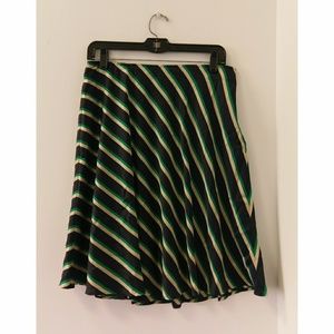 Ann Taylor Navy Beige & Green Striped skirt Size 8
